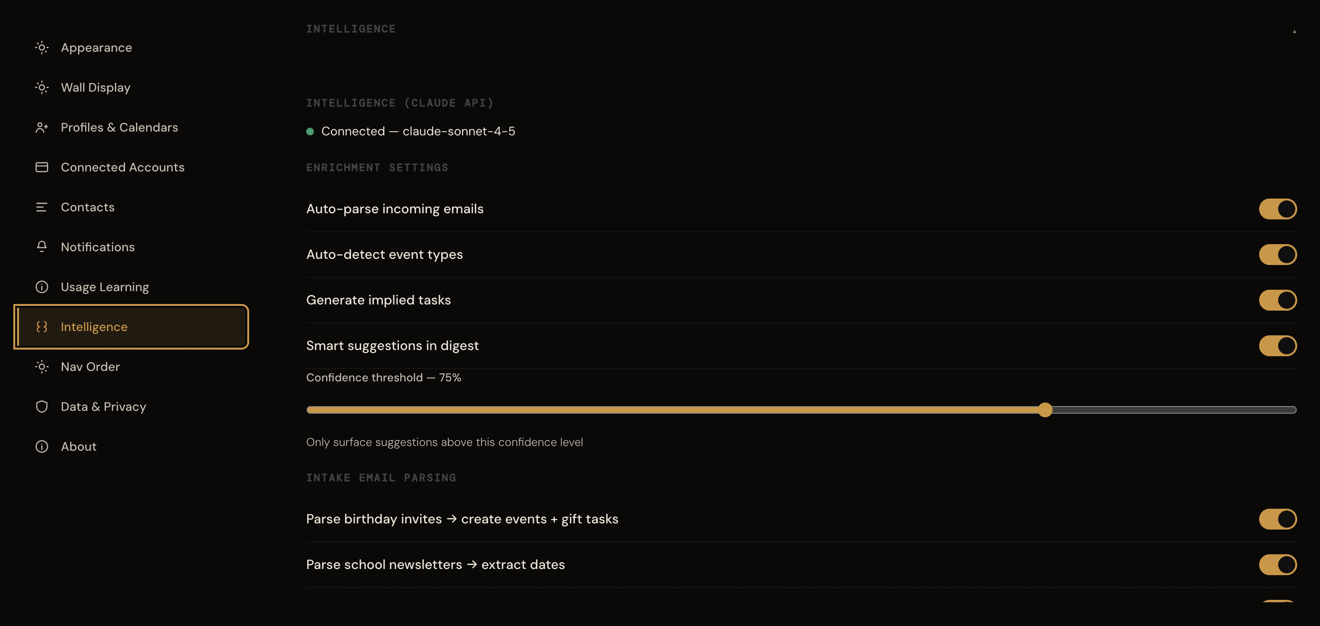 FamilyOS intelligence settings