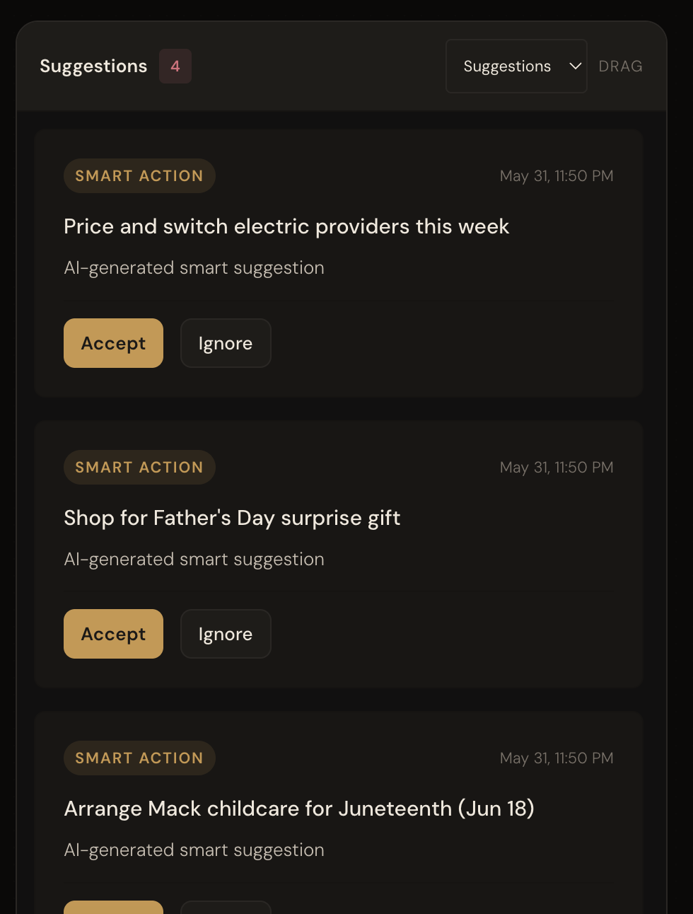 FamilyOS Actions surface